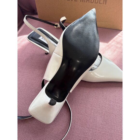 Steve Madden Rizzie Low Heels in White 8 With Box Womens Pumps - Picture 8 of 10